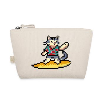 Surfkatze, Pixelkunst - Bio-Täschchen - Natur - Vorne