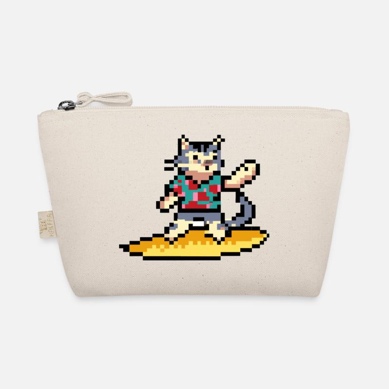 Surfing cat, pixel art Organic Pouch