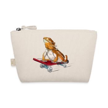 Bearded Dragon On A Skateboard - Organic Pouch - nature - Front