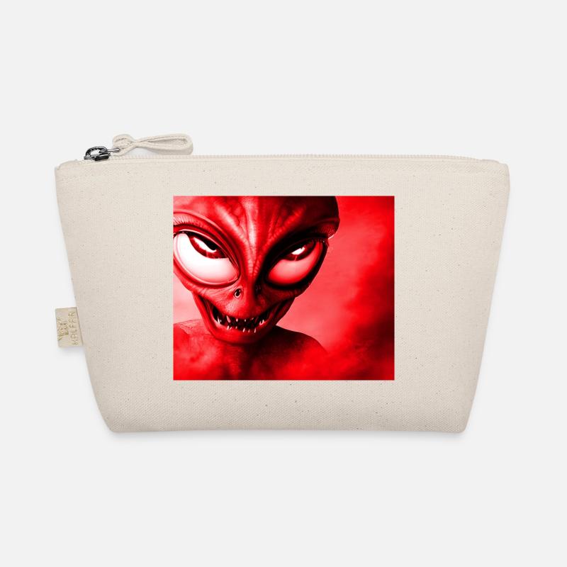 Alien with Sharp Teeth Design - Red Organic Pouch