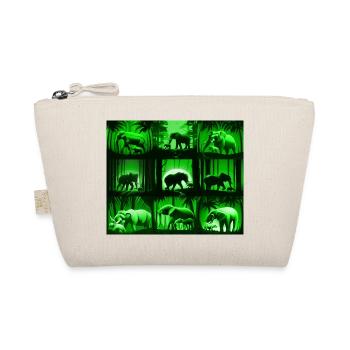 Elephant Pattern Design - Green - Organic Pouch - nature - Front