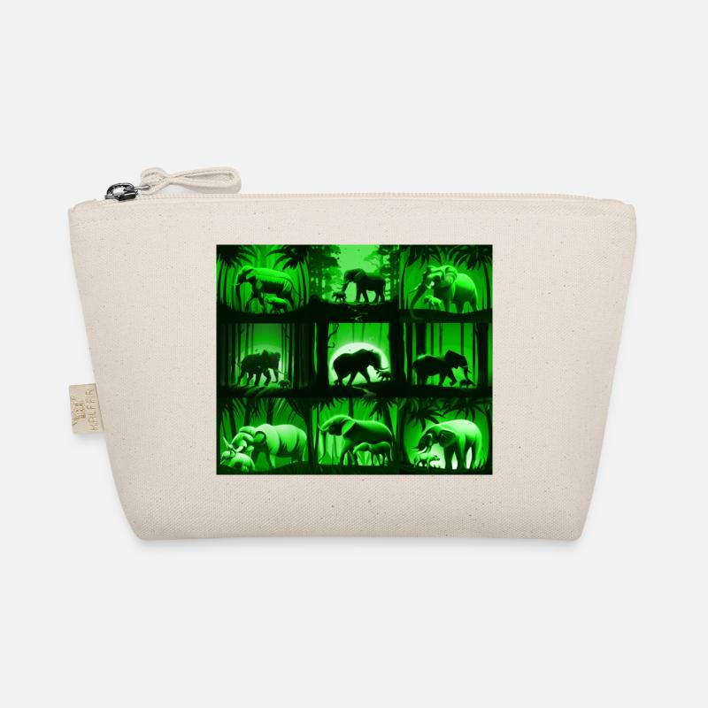 Elephant Pattern Design - Green Organic Pouch