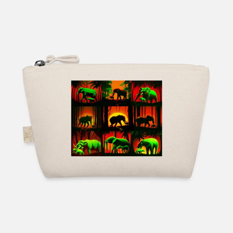 Elephants Pattern Design - Red/Green Organic Pouch