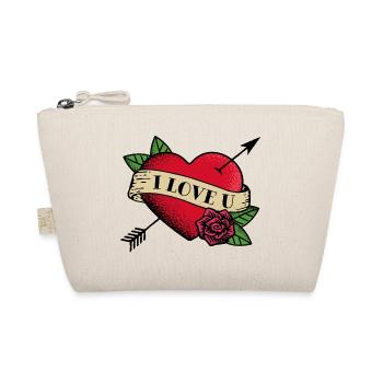 I Love U Heart Tattoo - Organic Pouch - nature - Front