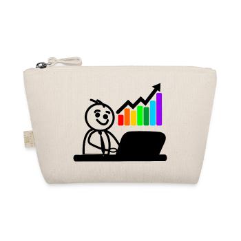 Happy young man on laptop colored chart - Organic Pouch - nature - Front