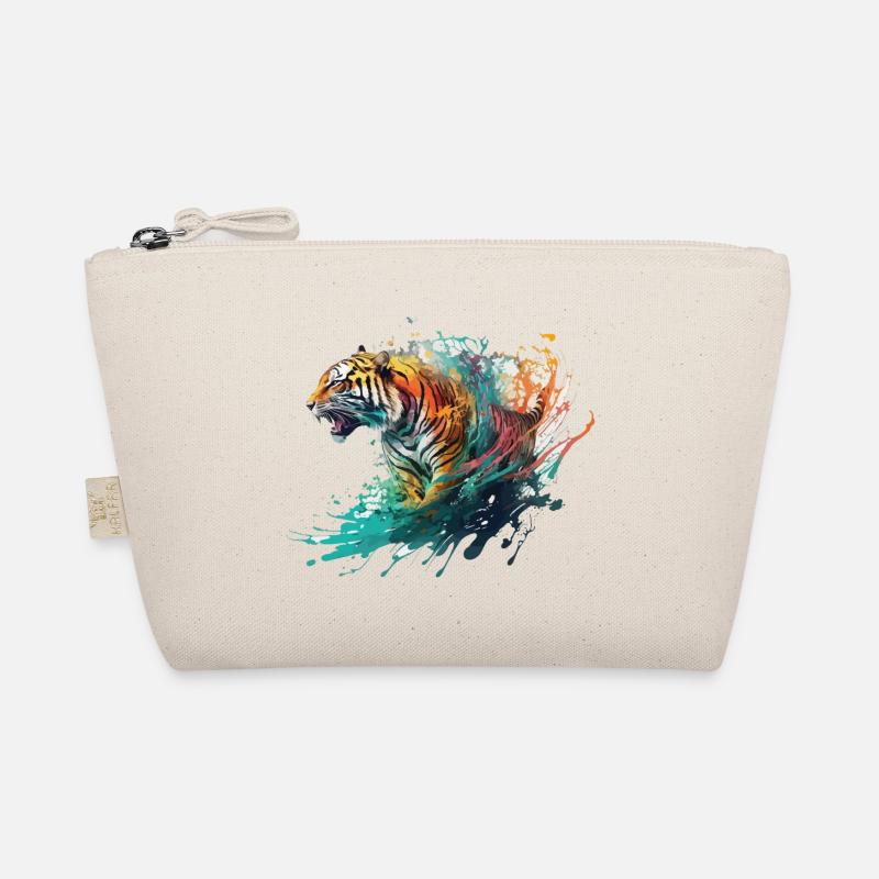 Tiger Splash Grunge Bunt Tier Raubtier Kunst - Bio-Täschchen - Natur