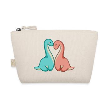 Cute dino couple, dinosaur love, long neck - Organic Pouch - nature - Front