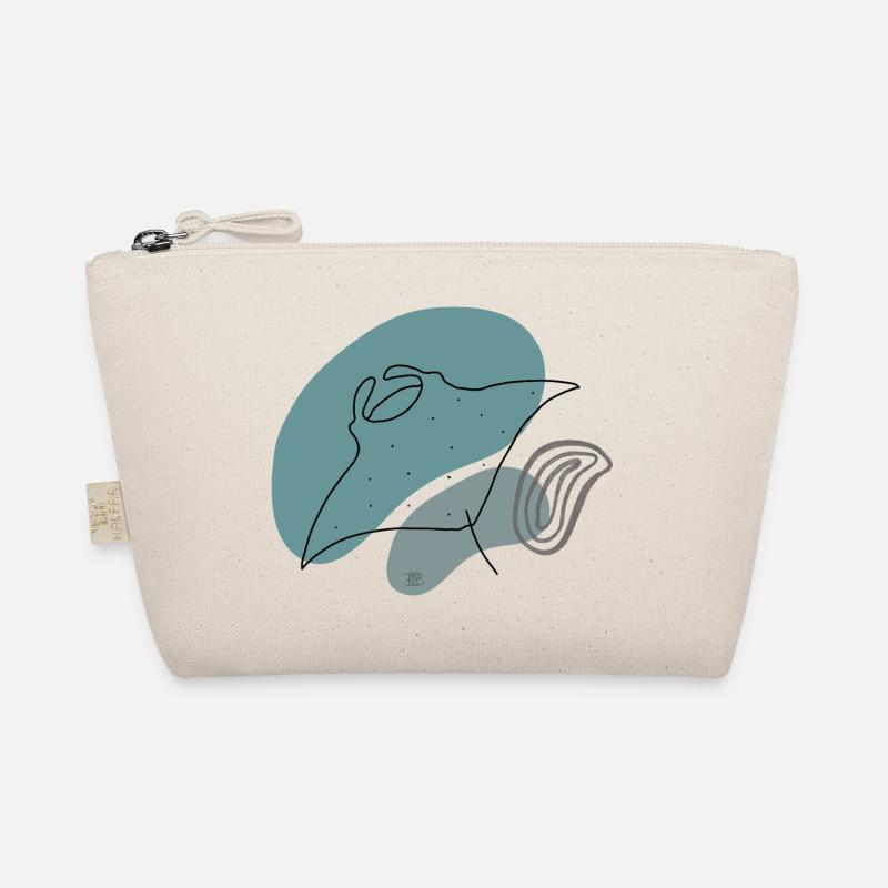 "Manta", Boho Line Art Design, Serie "Ocean" Bio-Täschchen