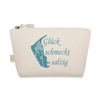 Glück schmeckt salzig – Amrum Nordsee Insel Design - Bio-Täschchen - Natur - Vorne