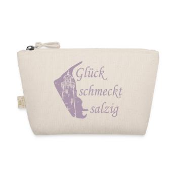 Glück schmeckt salzig – Amrum Nordsee Insel Design - Bio-Täschchen - Natur - Vorne