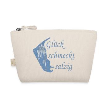 Glück schmeckt salzig – Amrum Nordsee Insel Design - Bio-Täschchen - Natur - Vorne