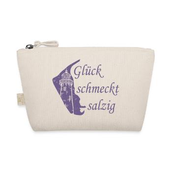 Glück schmeckt salzig – Amrum Nordsee Insel Design - Bio-Täschchen - Natur - Vorne