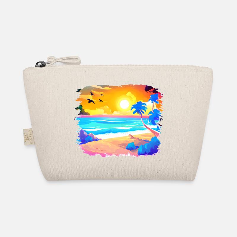 Aquarelle de plage de coucher de soleil d’été Trousse biologique