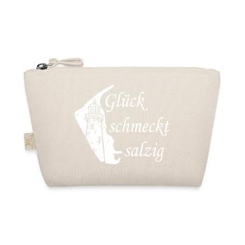 Glück schmeckt salzig – Amrum Nordsee Insel Design - Bio-Täschchen - Natur - Vorne