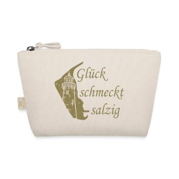 Glück schmeckt salzig – Amrum Nordsee Insel Design - Bio-Täschchen - Natur - Vorne