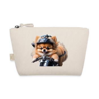 Pomeranian Zwergspitz auf Motorrad - einfach - Bio-Täschchen - Natur - Vorne