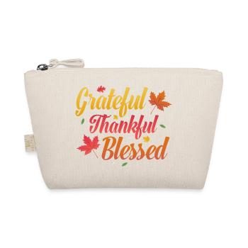Grateful Thankful Turkey Day Family Thanksgiving - Organic Pouch - nature - Front