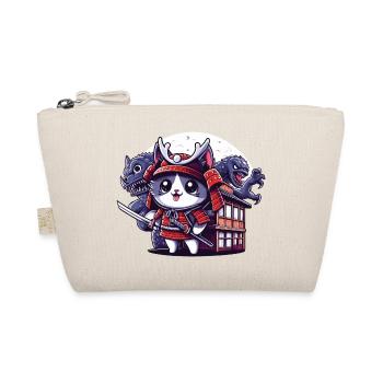 Samurai-Ninja-Katze hinter Monster und Dojo - Bio-Täschchen - Natur - Vorne