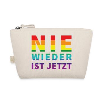 Nie wieder ist jetzt! Schriftzug Pride Flagge - Bio-Täschchen - Natur - Vorne