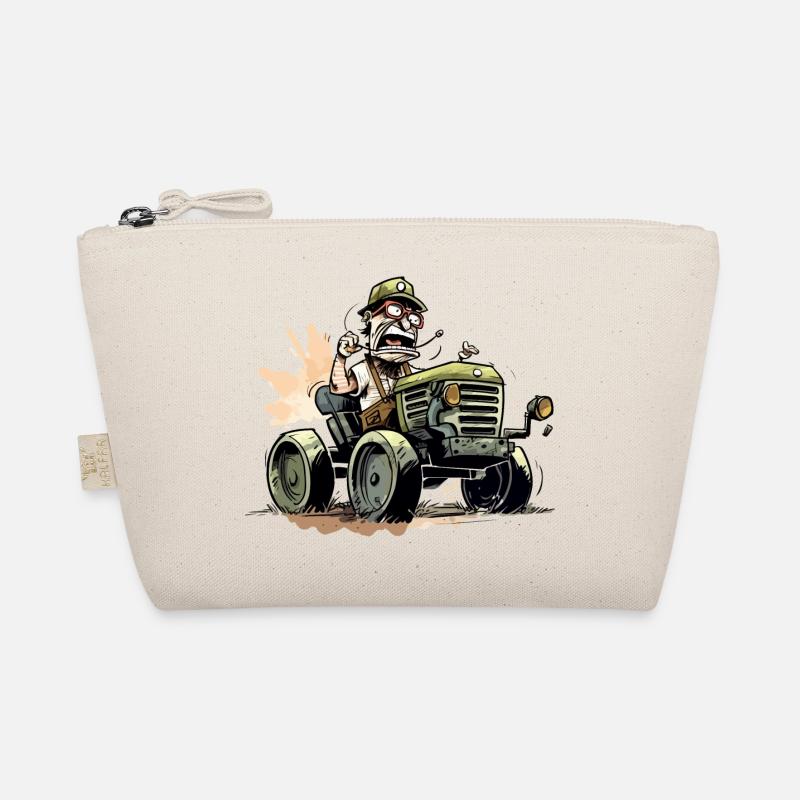 Wütender Bauer auf seinem Traktor Bio-Täschchen