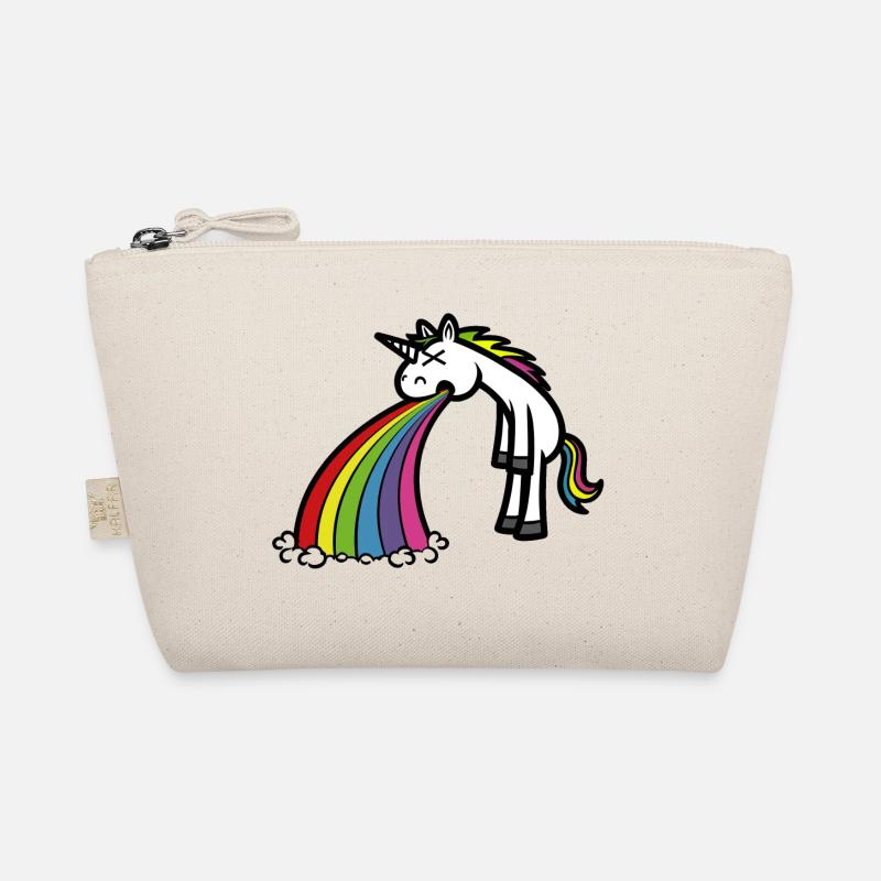 Lustiges Einhorn kotzt Regenbogen Cartoon Bio-Täschchen