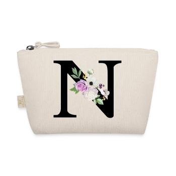 Purple floral letter n - Organic Pouch - nature - Front