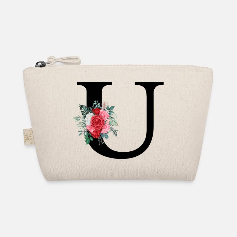 Red Floral U Letter Organic Pouch