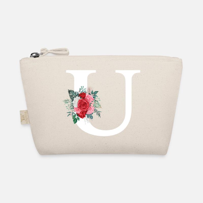 Red Floral U Letter Organic Pouch