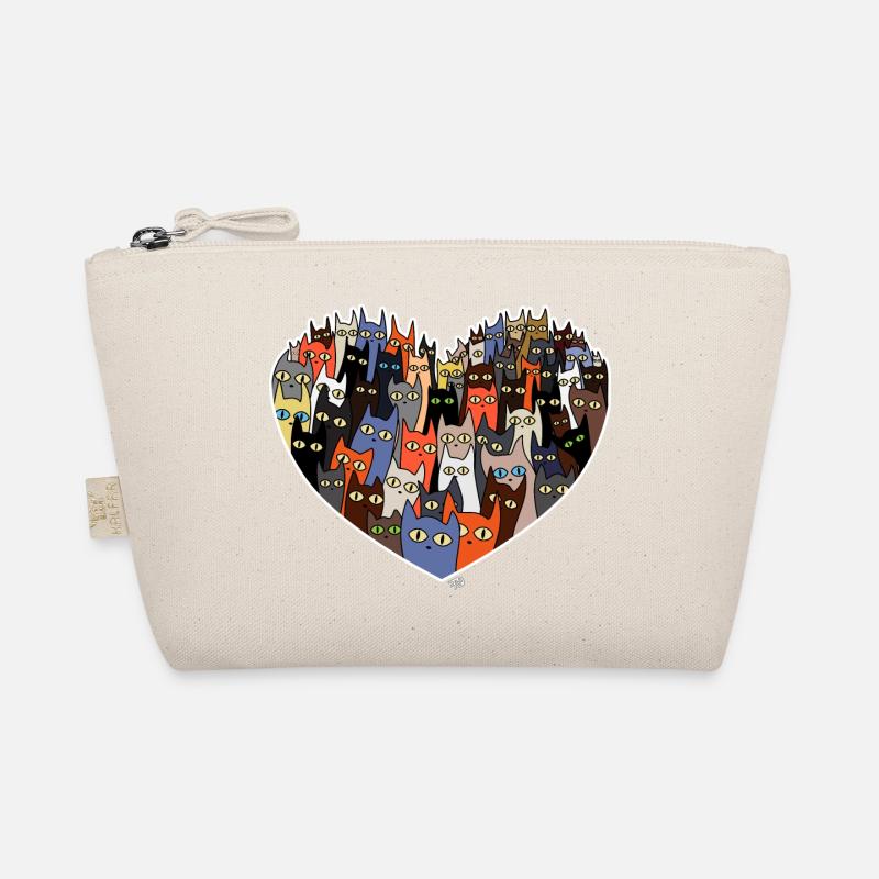 Conception de cœur avec des chats mignons Trousse biologique