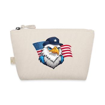 USA Eagle with aviator cap - Organic Pouch - nature - Front
