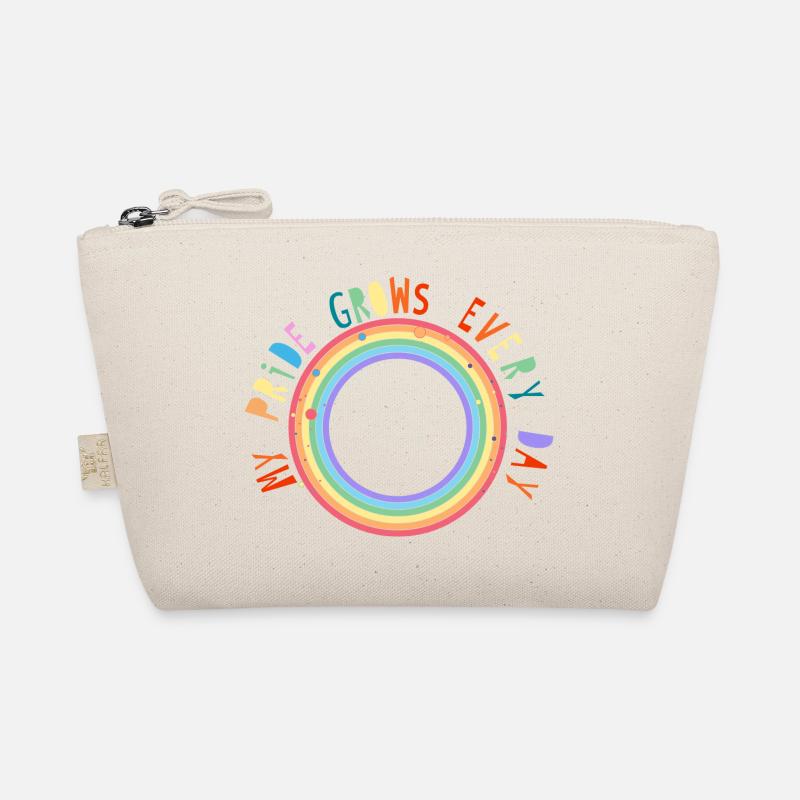 bunter Schriftzug mit Regenbogen für Pride Monat Bio-Täschchen