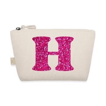 Buchstabe h rosa glitzernd - Bio-Täschchen - Natur - Vorne