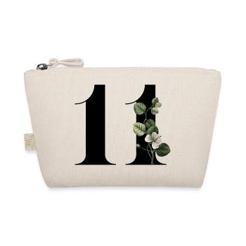 Number 11 Floral Green -11th Birthday Floral - Organic Pouch - nature - Front