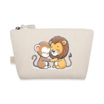 Cuddling Monkey And Lion In Love - Bio-Täschchen - Natur - Vorne