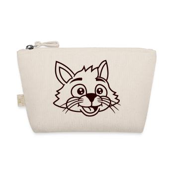 Cute Cat Face Happy Laughing Kitten Head - Organic Pouch - nature - Front