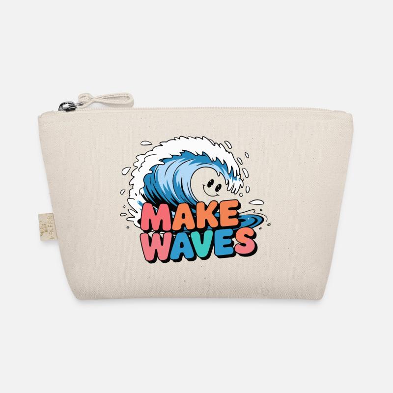 Lebendige Surfwelle mit Make Waves-Text Bio-Täschchen