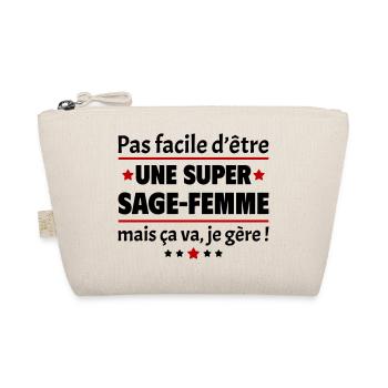Pas facile d'être une super sage-femme,cadeau noël - Trousse biologique - nature - Devant