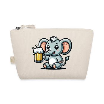 Cute Elephant Drinking Beer - Bio-Täschchen - Natur - Vorne