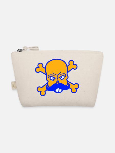Mr Sir Herr Bart Totenkopf Schädel Knochen Skelett - Bio-Täschchen - Natur - Vorne