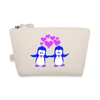 Two Penguins Couple Couple Love 2 In Love Hearts - Organic Pouch - nature - Front