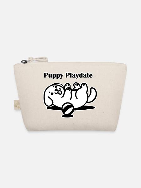 Chiot jouant avec la balle - Puppy Playdate Design - Trousse biologique - nature - Devant