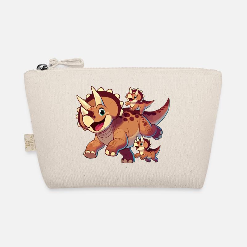 Triceratops-Mutter und Kinder beim Herumtollen Bio-Täschchen