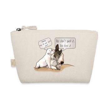 "How to spell love" bull terrier with puppy - Organic Pouch - nature - Front