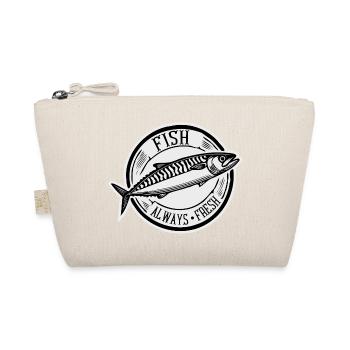 Vintage Fisch Plakette – Maritimes Angler Design - Bio-Täschchen - Natur - Vorne