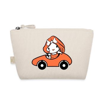 Vogel Dame Frau weiblich Auto fahren Ente Entlein - Bio-Täschchen - Natur - Vorne