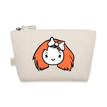 Bird Lady Woman Female Pretty Face Bow - Organic Pouch - nature - Front