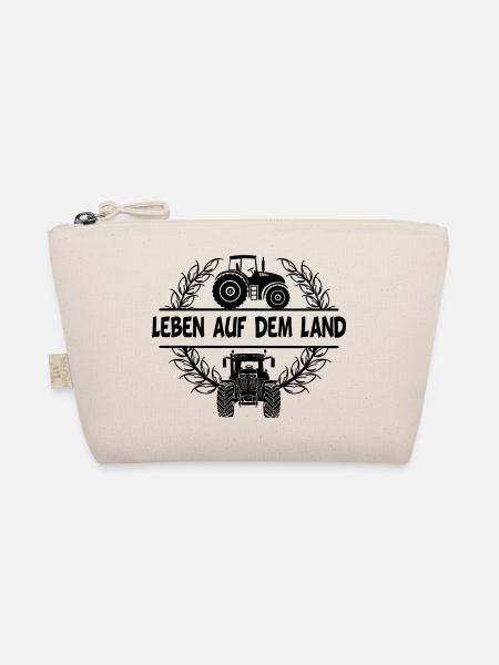 Leben auf dem Land with tractor and wheat wreath - Organic Pouch - nature - Front