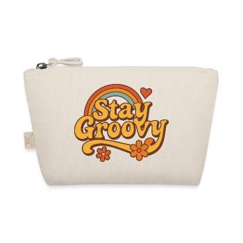 Stay Groovy – Retro Vibes mit Regenbogen & Blumen - Bio-Täschchen - Natur - Vorne