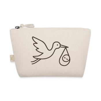Cigogne avec bébé enfant - Arrivée minimale de bébé - Trousse biologique - nature - Devant