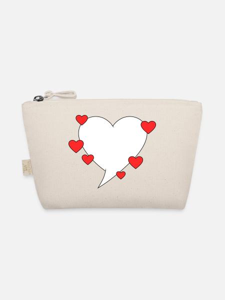 Speech bubble with hearts - Organic Pouch - nature - Front